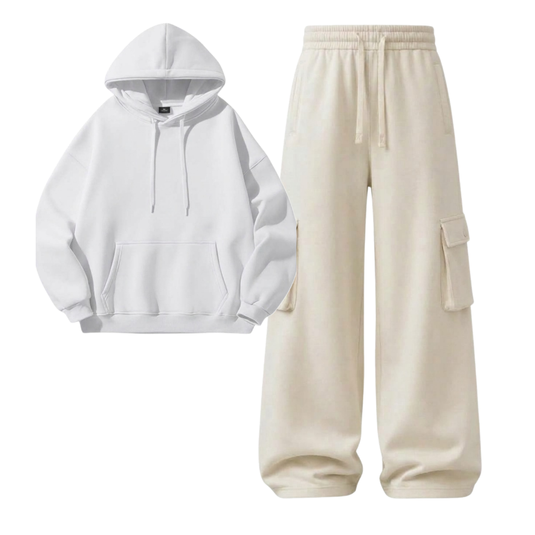 Cream Cargo With Hoodie