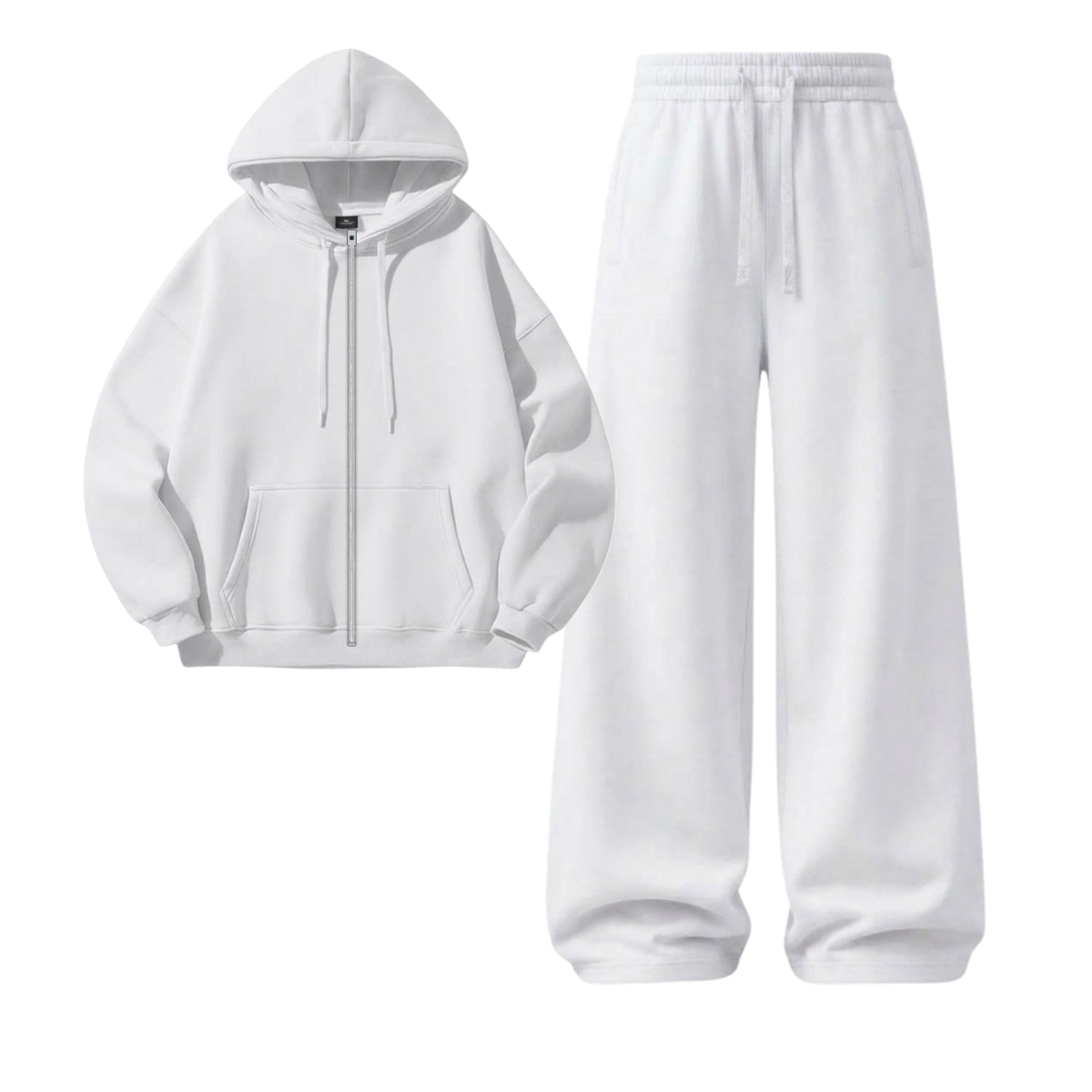 White Wide-Leg Trouser With Zipper
