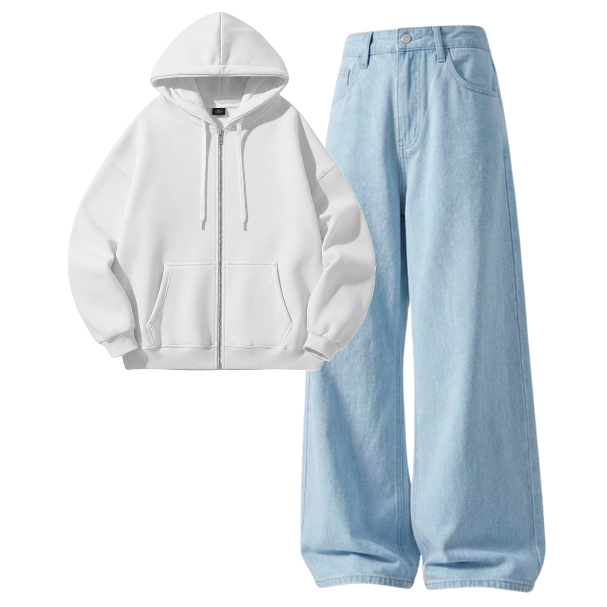 Iceblue Baggy Jeans With Zipper