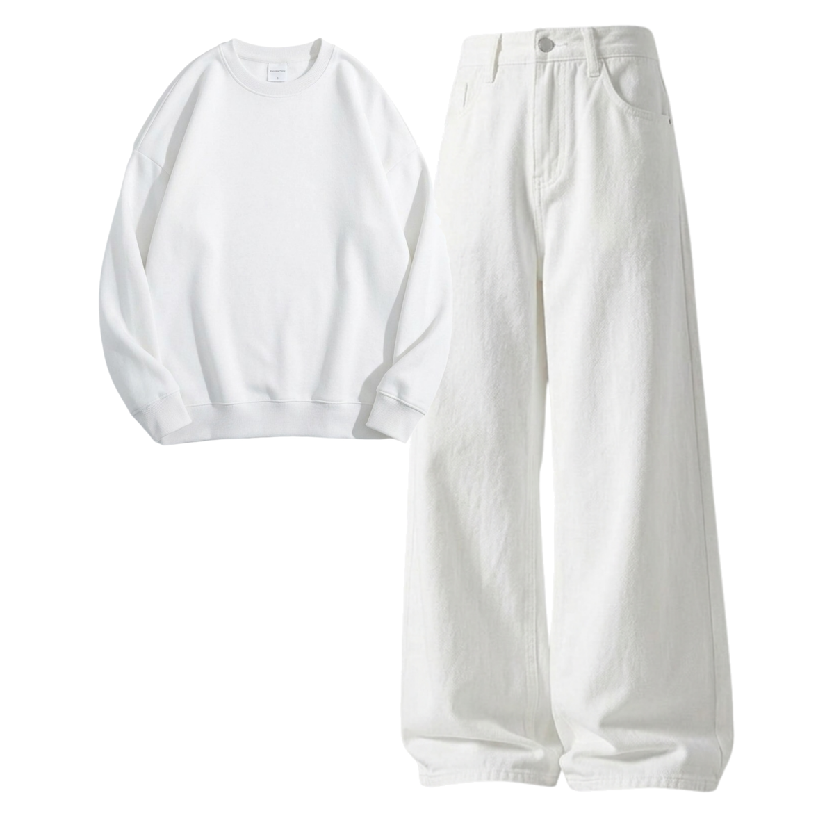White Baggy Jeans With Sweatshirt