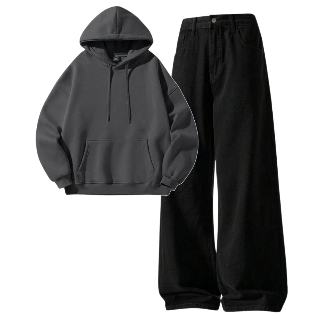 Black Baggy Jeans With Hoodie