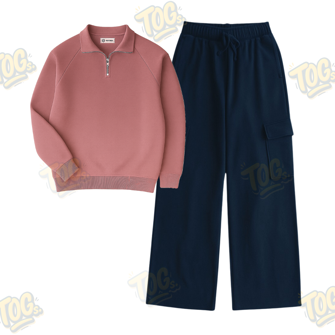 Straight Leg Cargo With Oversized Mockneck