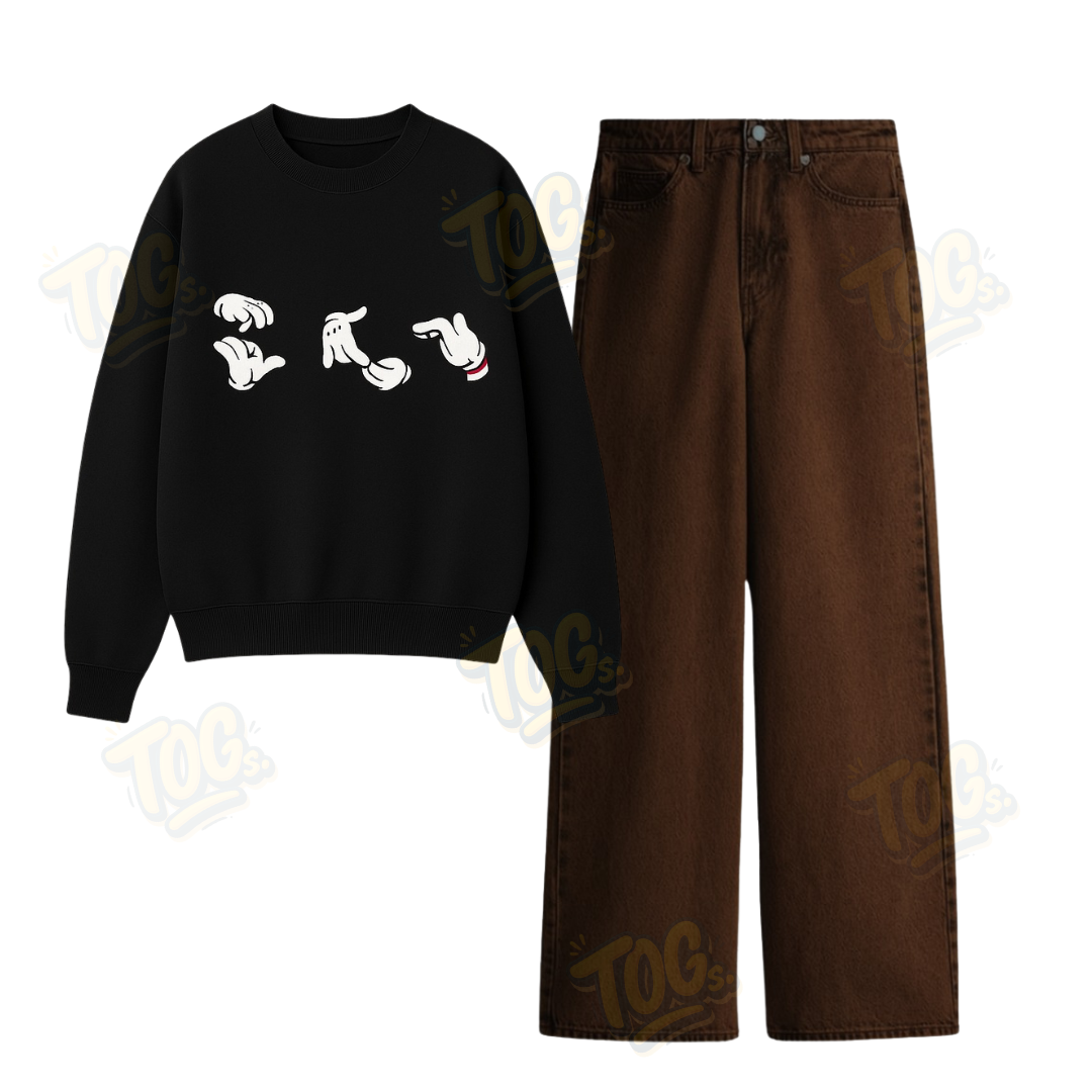 Baggy Jeans With Hatin Rolling Sweatshirt