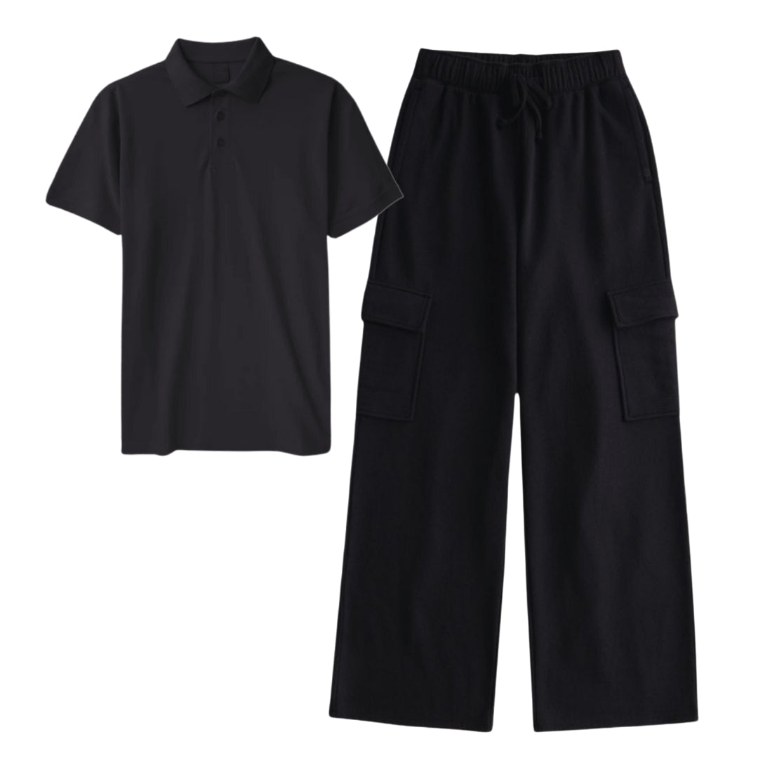 Black Polo With Black Cargo