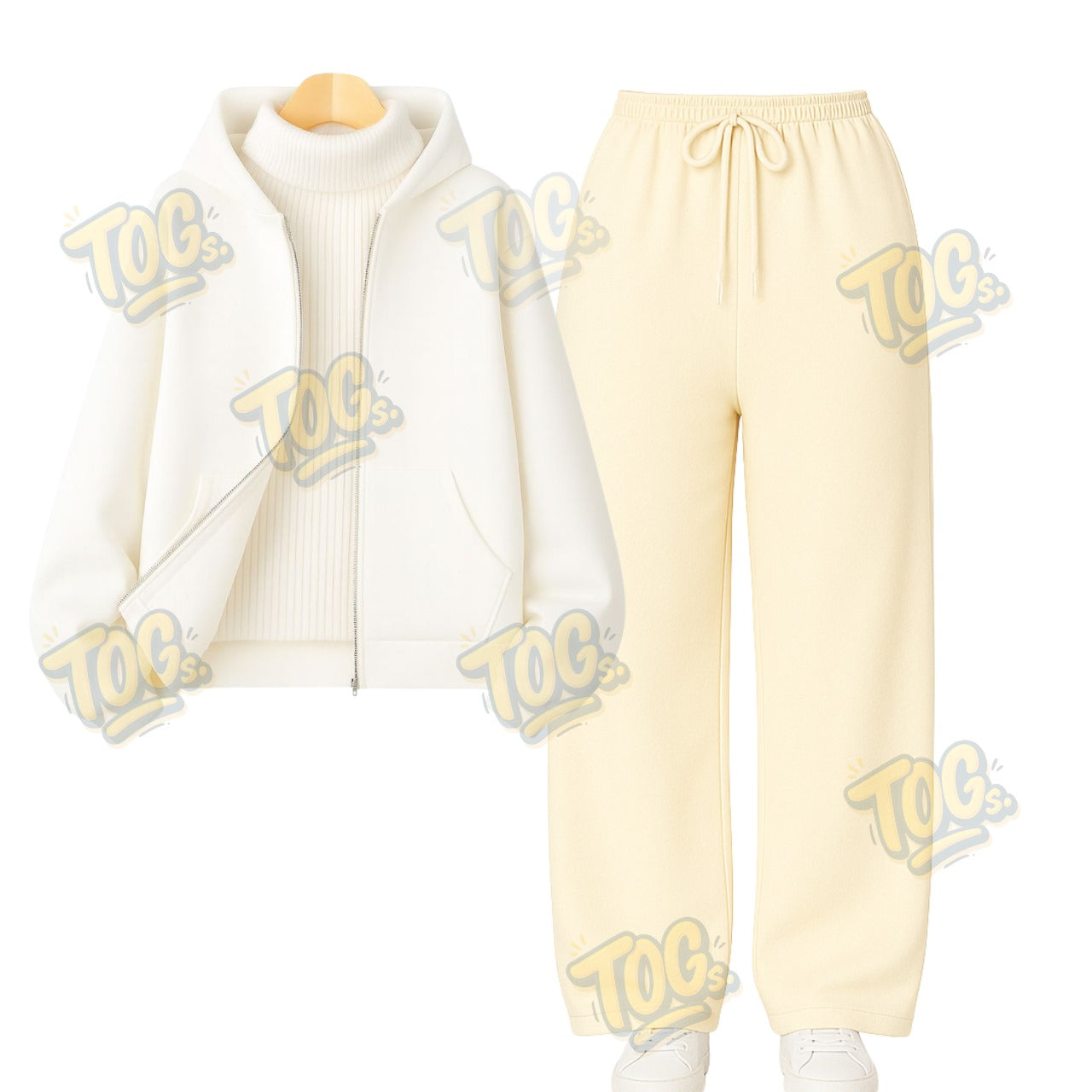 Straight Leg Trouser With White Zipper & White Highneck