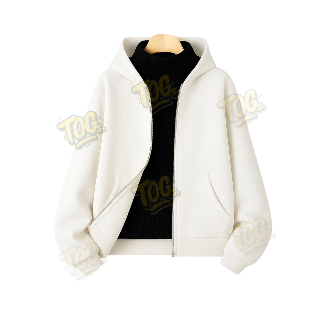 White Zipper With Highneck