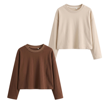 Pack Of 2 Crop Full Sleeves T-Shirt