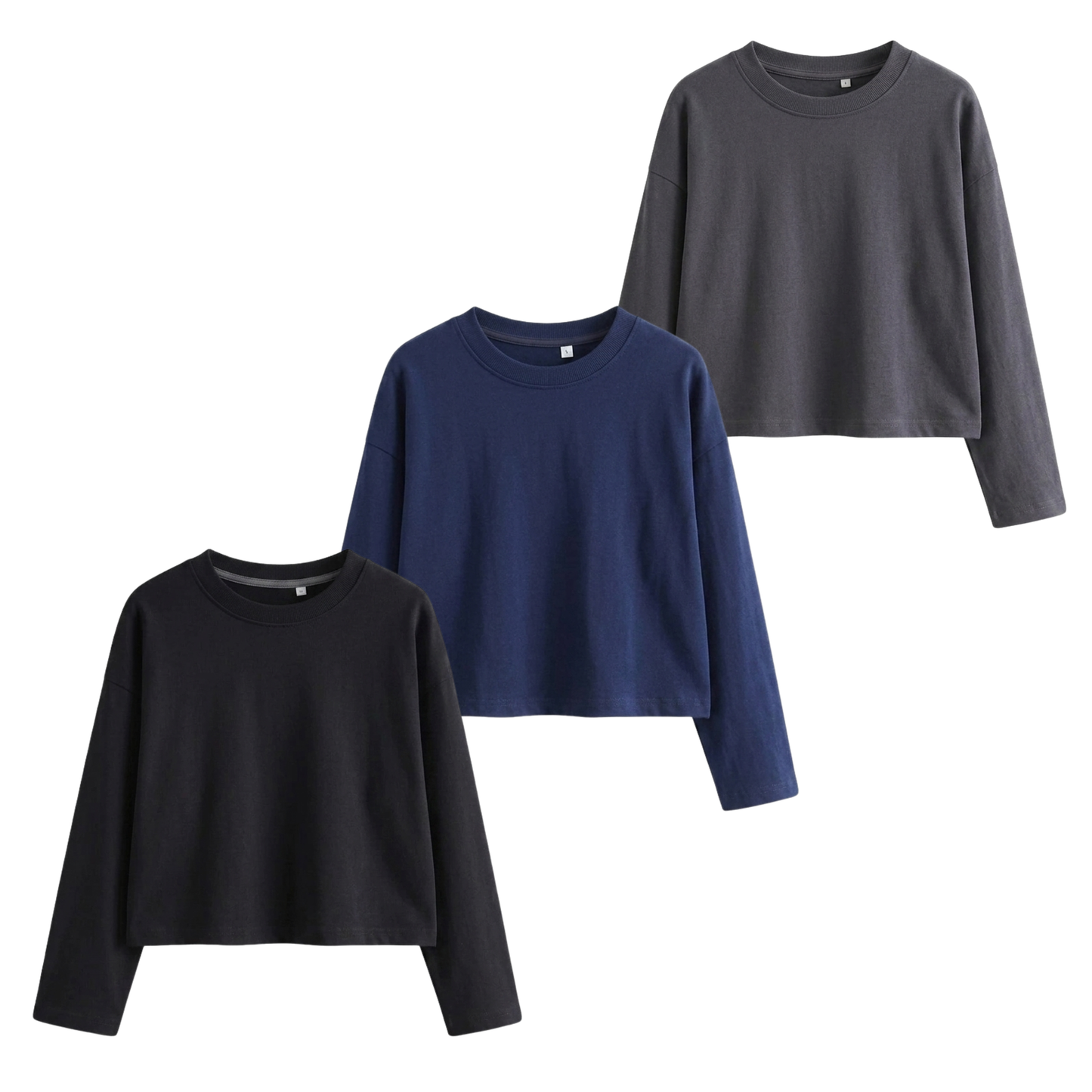 Pack Of 3 Crop Full Sleeves T-Shirt