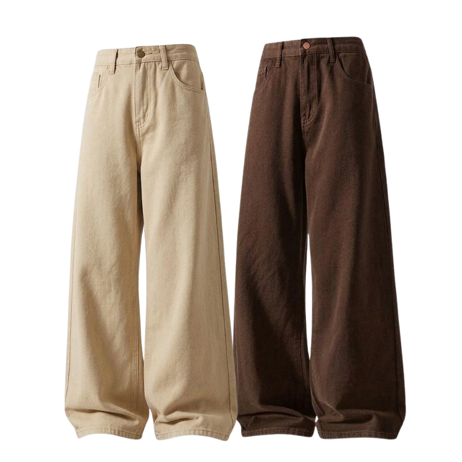 Pack Of 2 Wide-Leg Baggy Jeans