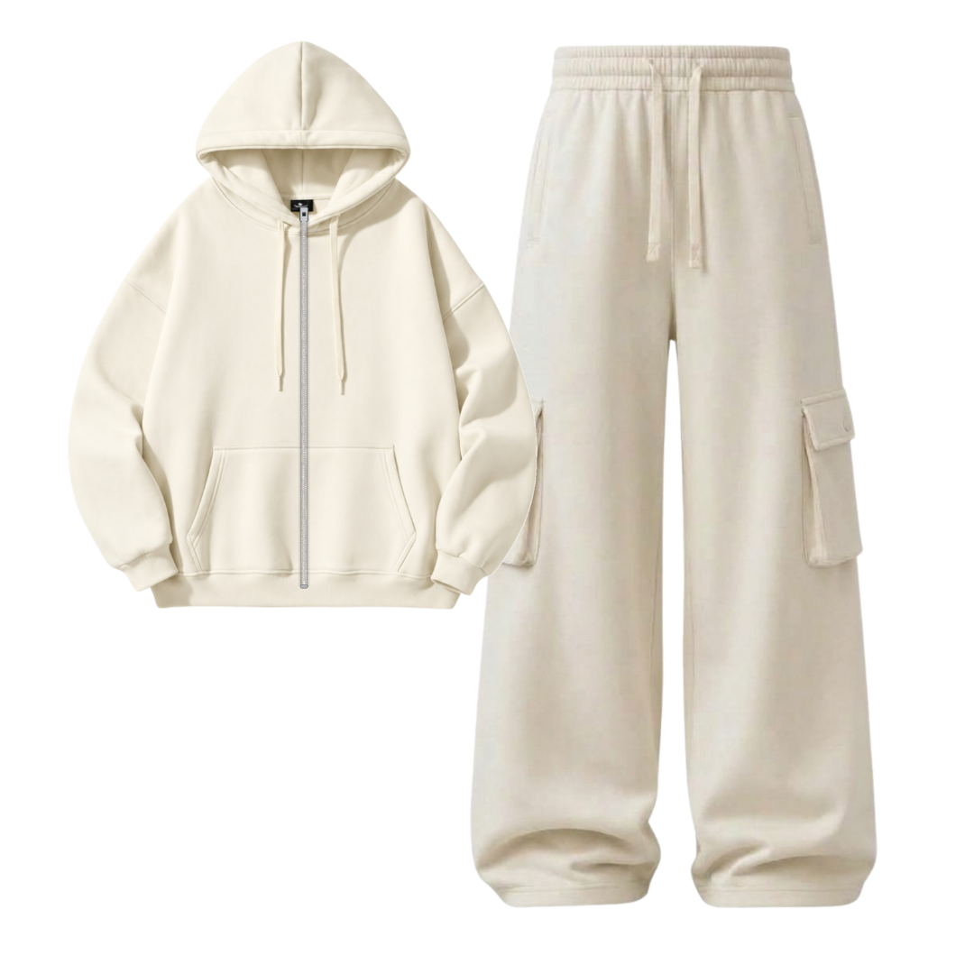 Cream Cargo With Zipper
