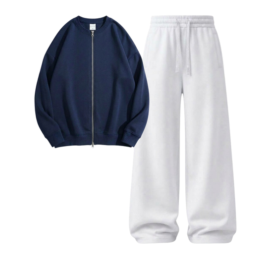 White Wide-Leg Trouser With Zweat