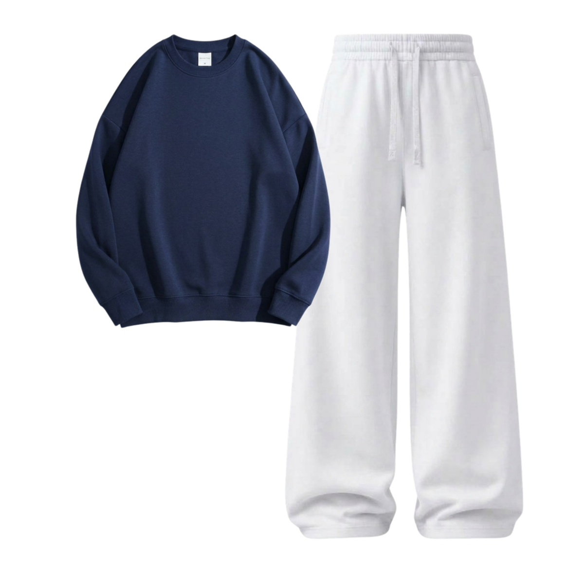 White Wide-Leg Trouser With Sweatshirt