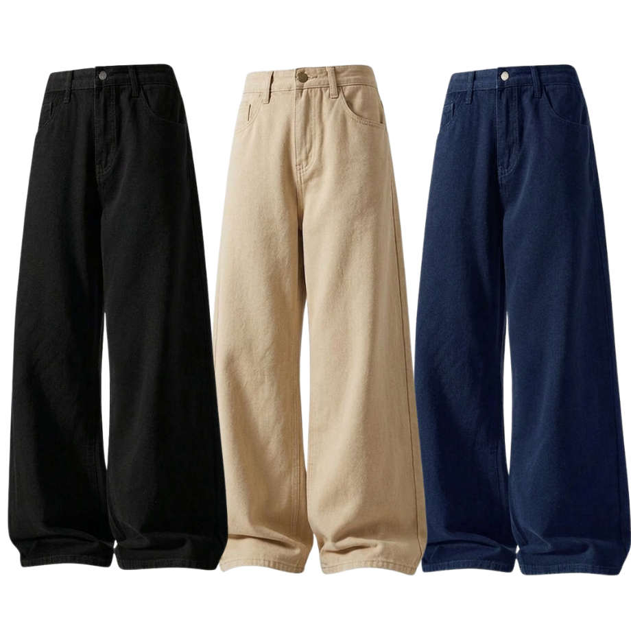 Pack Of 3 Wide-Leg Baggy Jeans