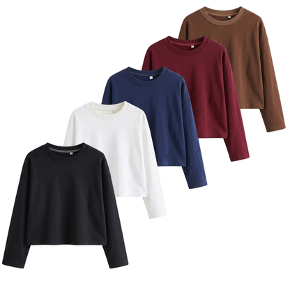 Pack Of 5 Crop Full Sleeves T-Shirt