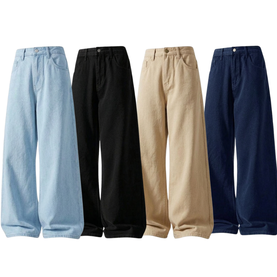 Pack Of 4 Wide-Leg Baggy Jeans