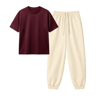 Cream Sweatpant With Regular T-Shirt