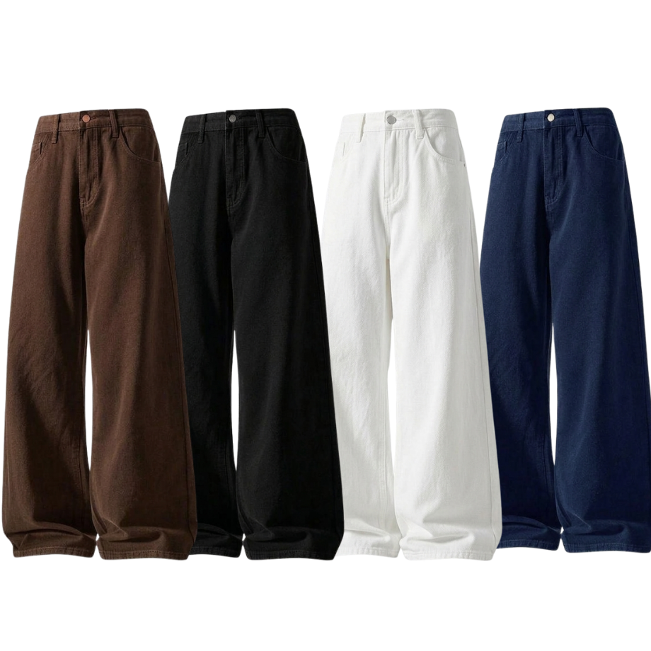 Pack Of 4 Wide-Leg Baggy Jeans