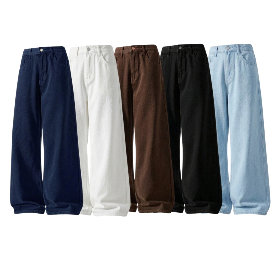 Pack Of 5 Wide-Leg Baggy Jeans