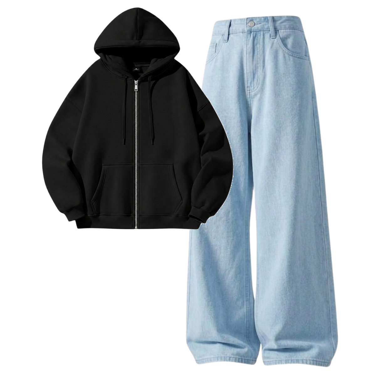Iceblue Baggy Jeans With Zipper