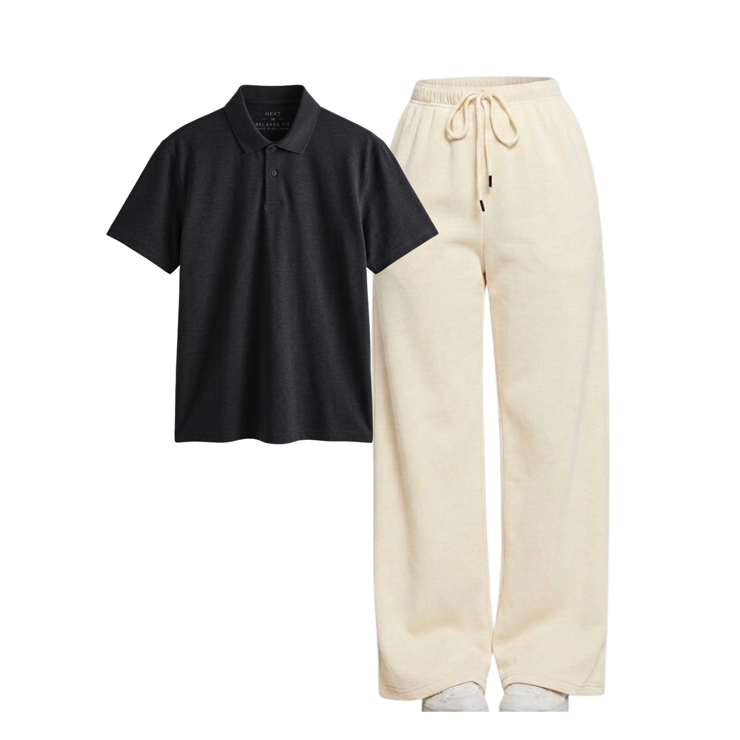 Beige Wide-Leg Trouser With Polo
