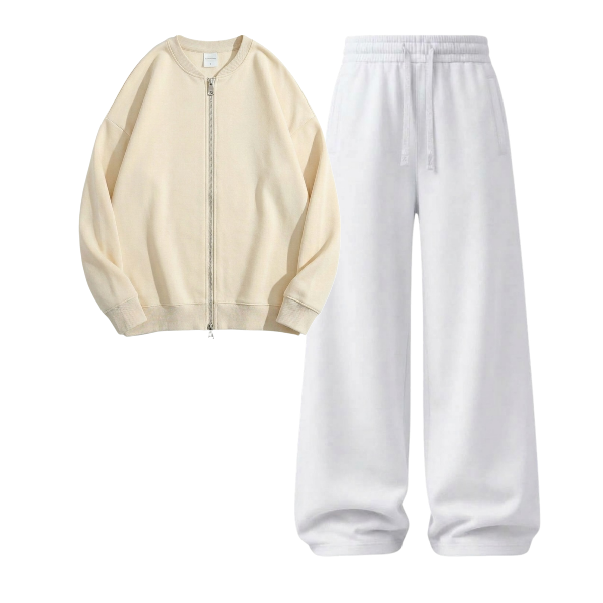 White Wide-Leg Trouser With Zweat