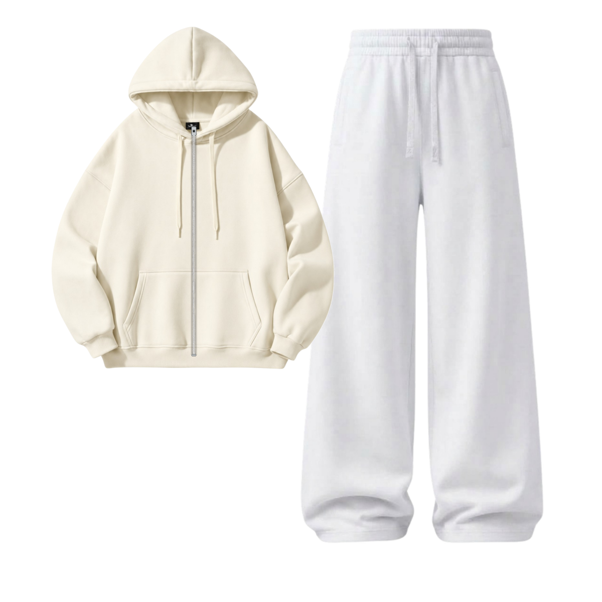 White Wide-Leg Trouser With Zipper