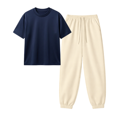 Cream Sweatpant With Regular T-Shirt