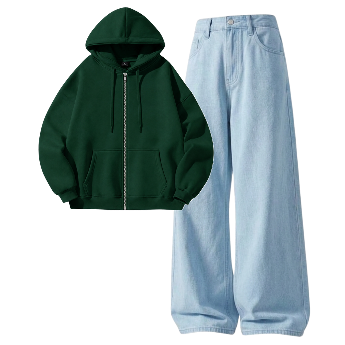 Iceblue Baggy Jeans With Zipper