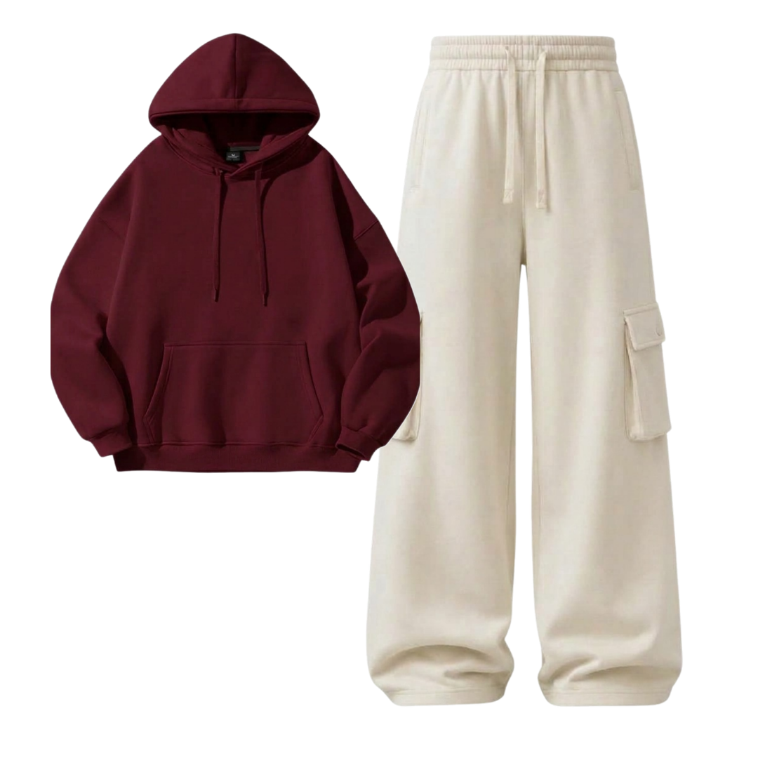Cream Cargo With Hoodie