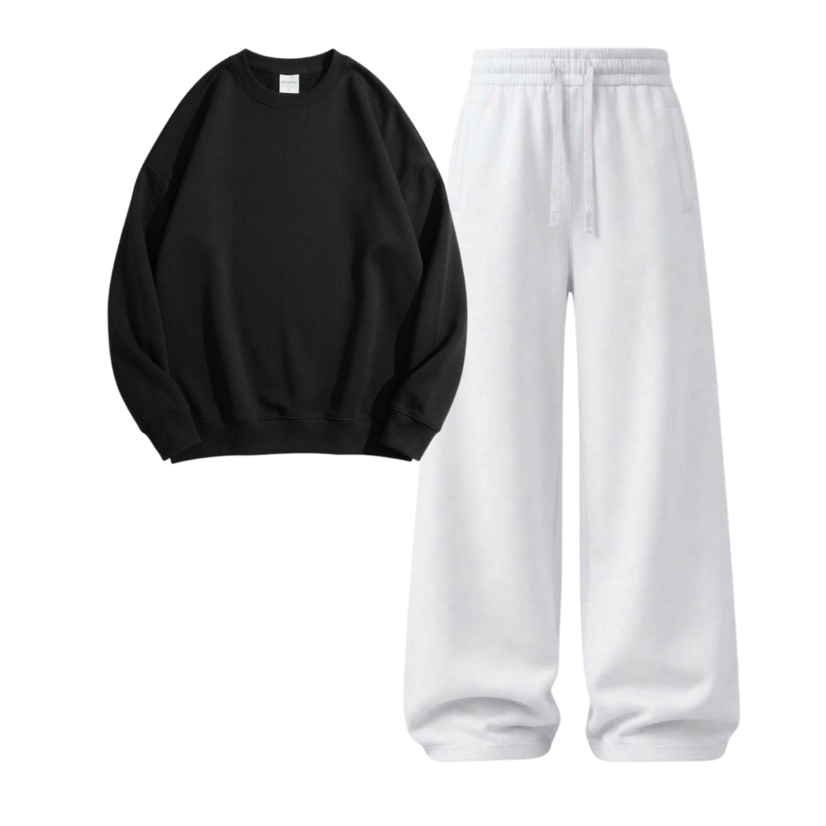 White Wide-Leg Trouser With Sweatshirt
