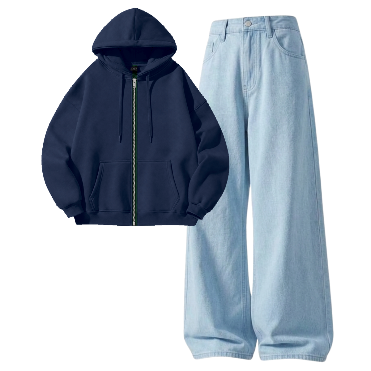 Iceblue Baggy Jeans With Zipper