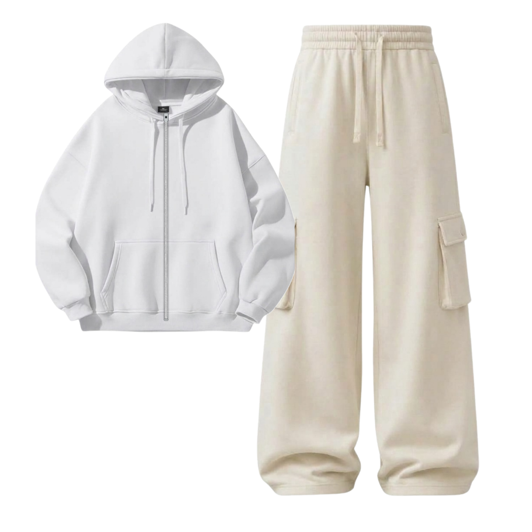 Cream Cargo With Zipper
