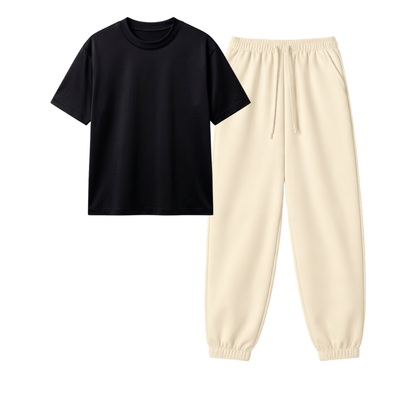 Cream Sweatpant With Regular T-Shirt
