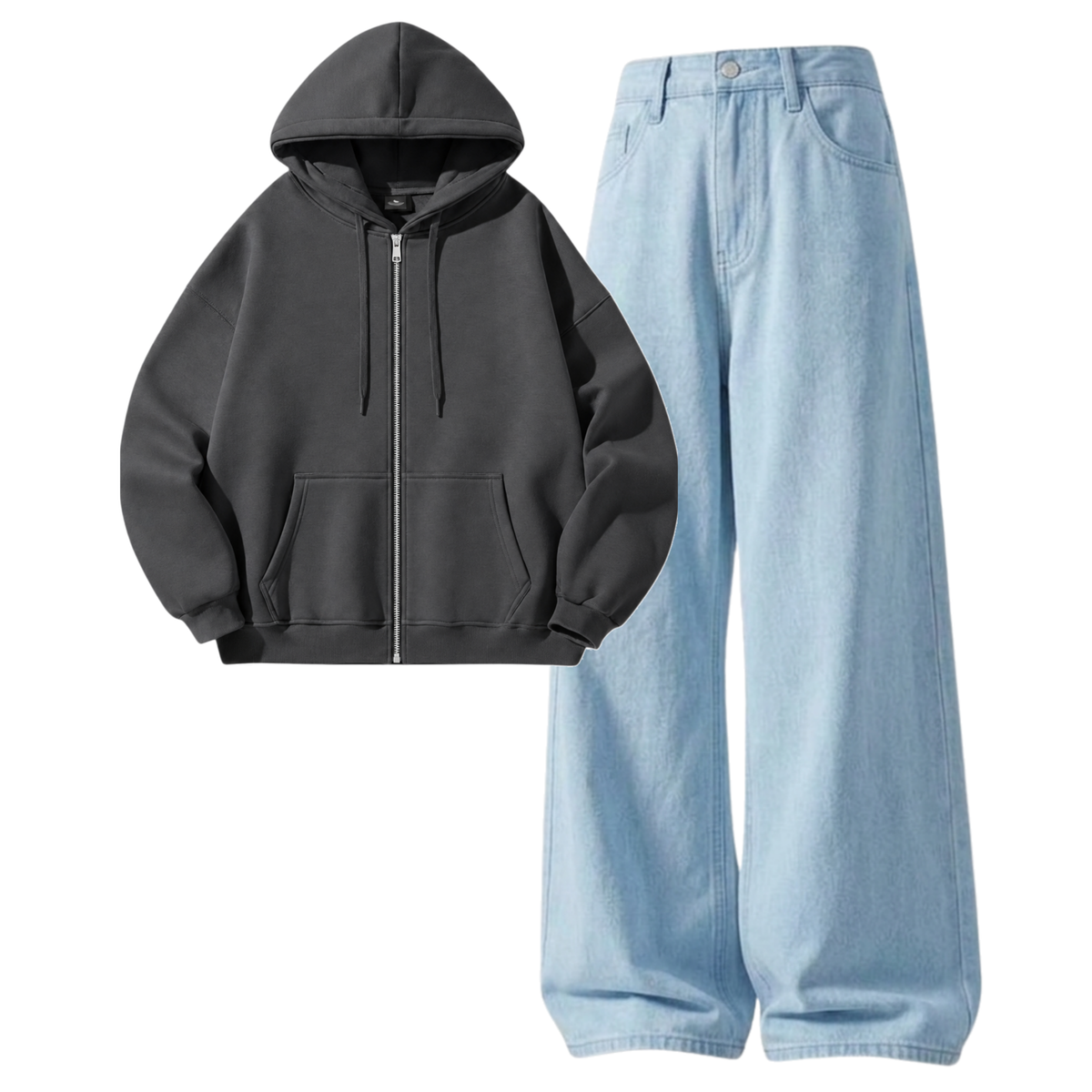 Iceblue Baggy Jeans With Zipper