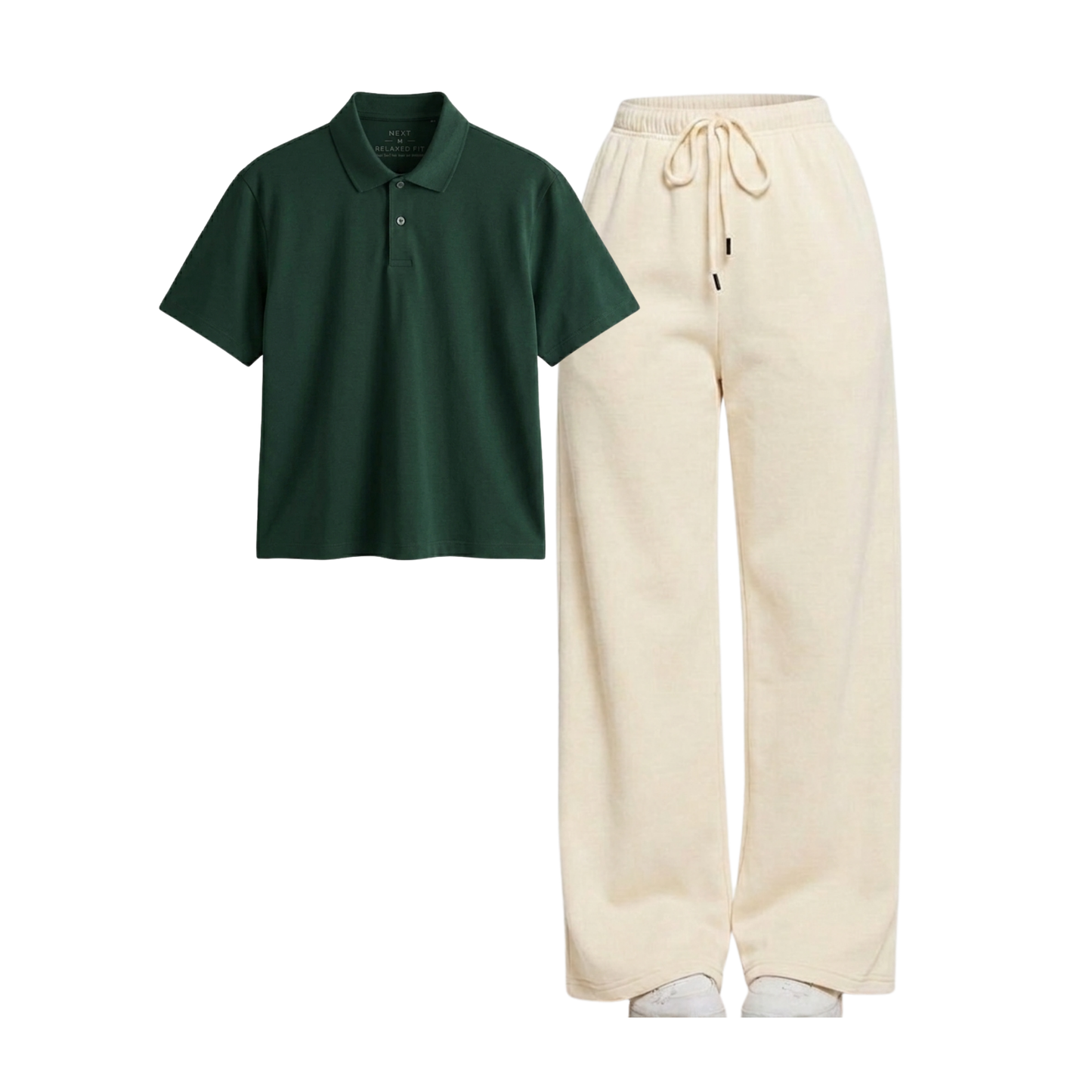 Beige Wide-Leg Trouser With Crop Polo