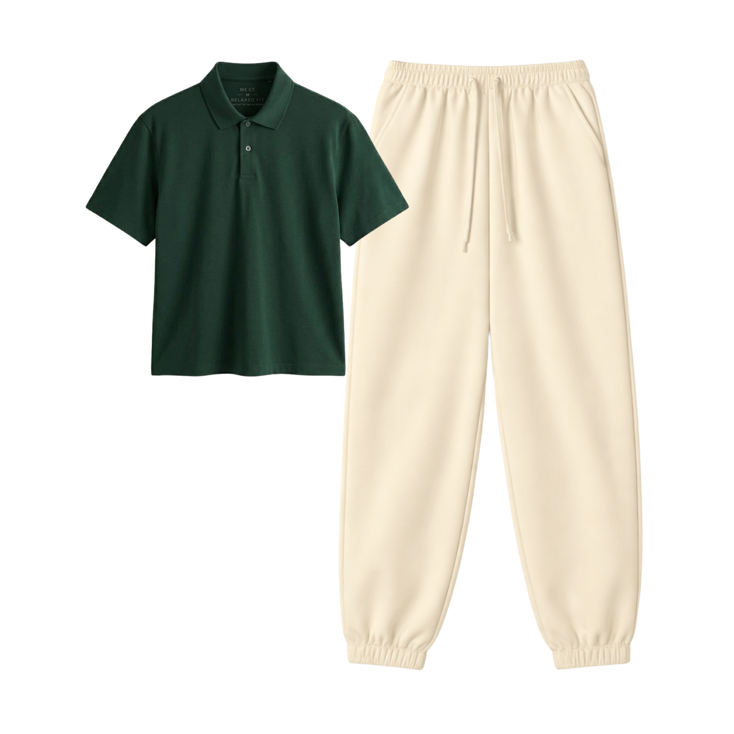 Cream Sweatpant With Crop Polo