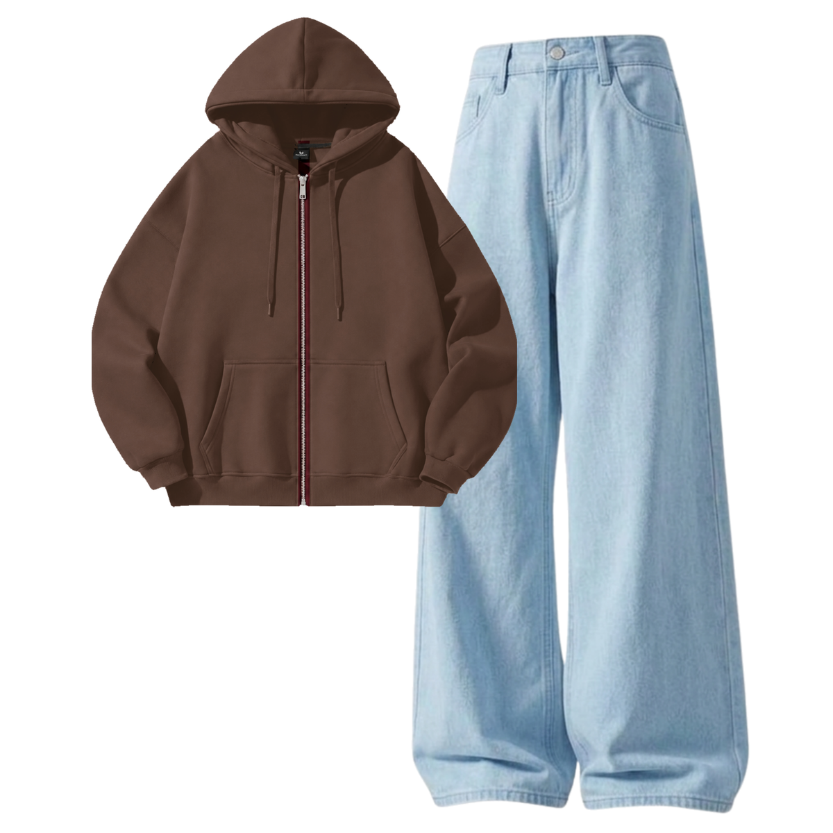 Iceblue Baggy Jeans With Zipper