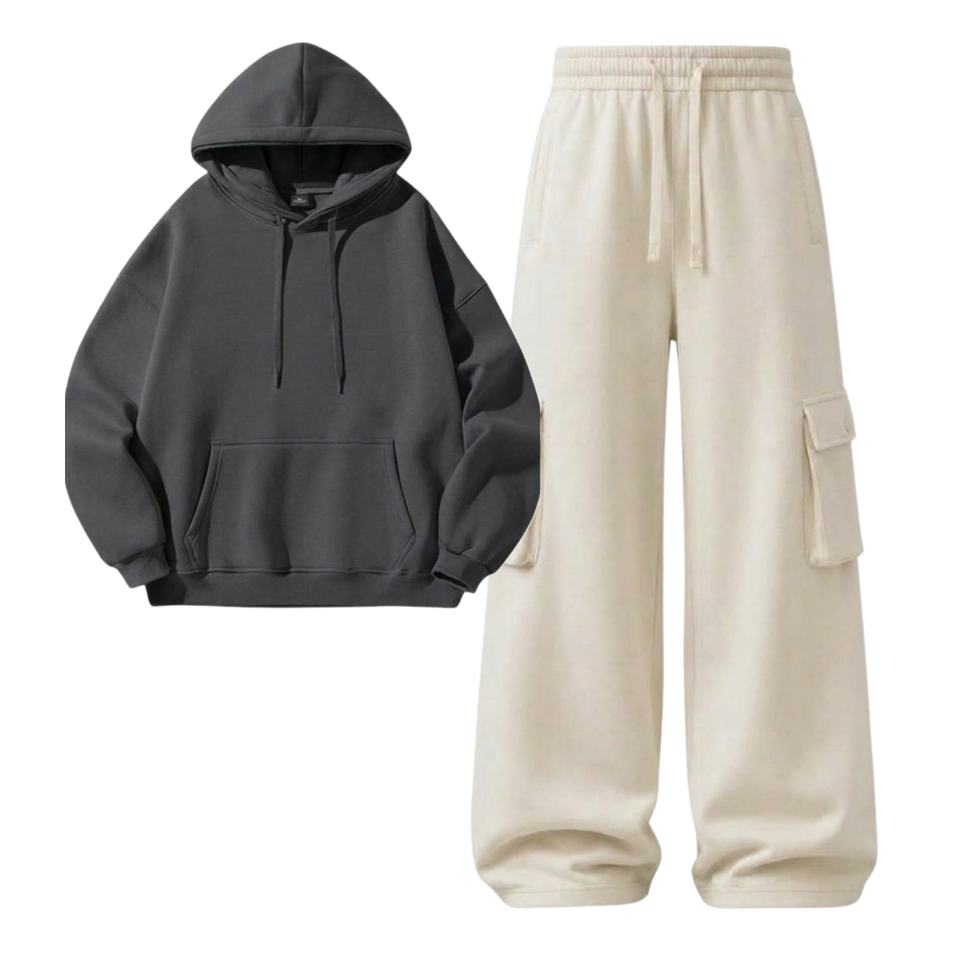 Cream Cargo With Hoodie