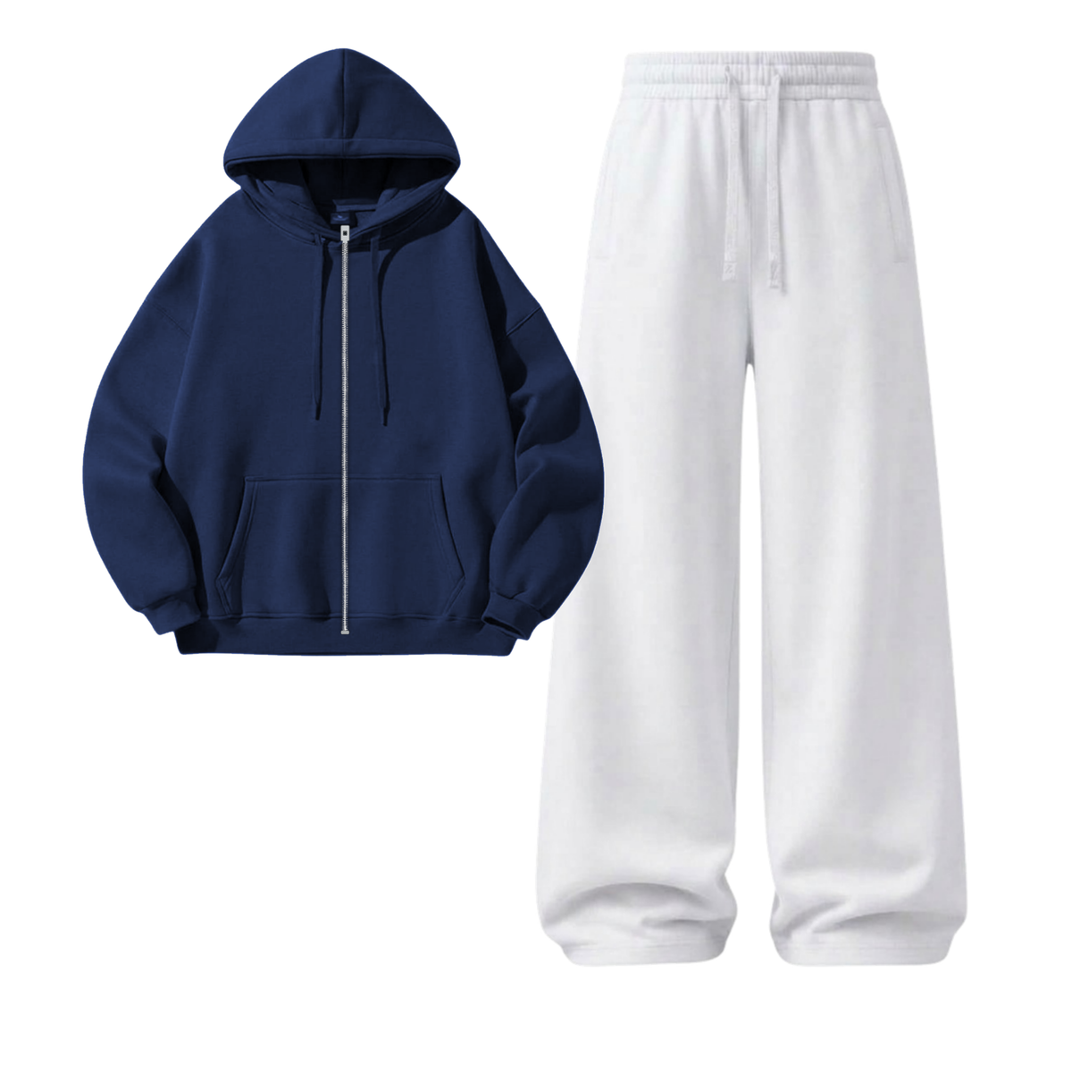 White Wide-Leg Trouser With Zipper