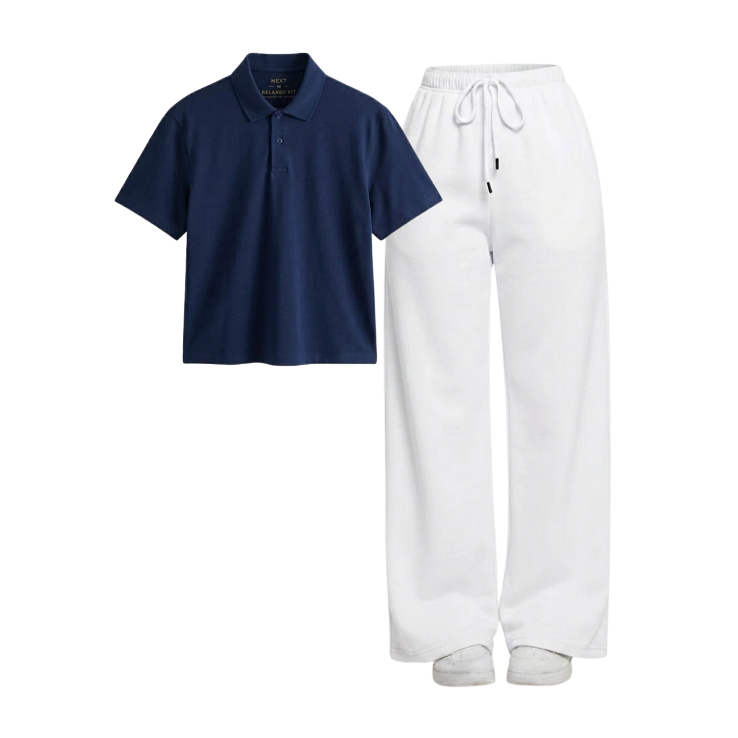 White Wide-Leg Trouser With Crop Polo