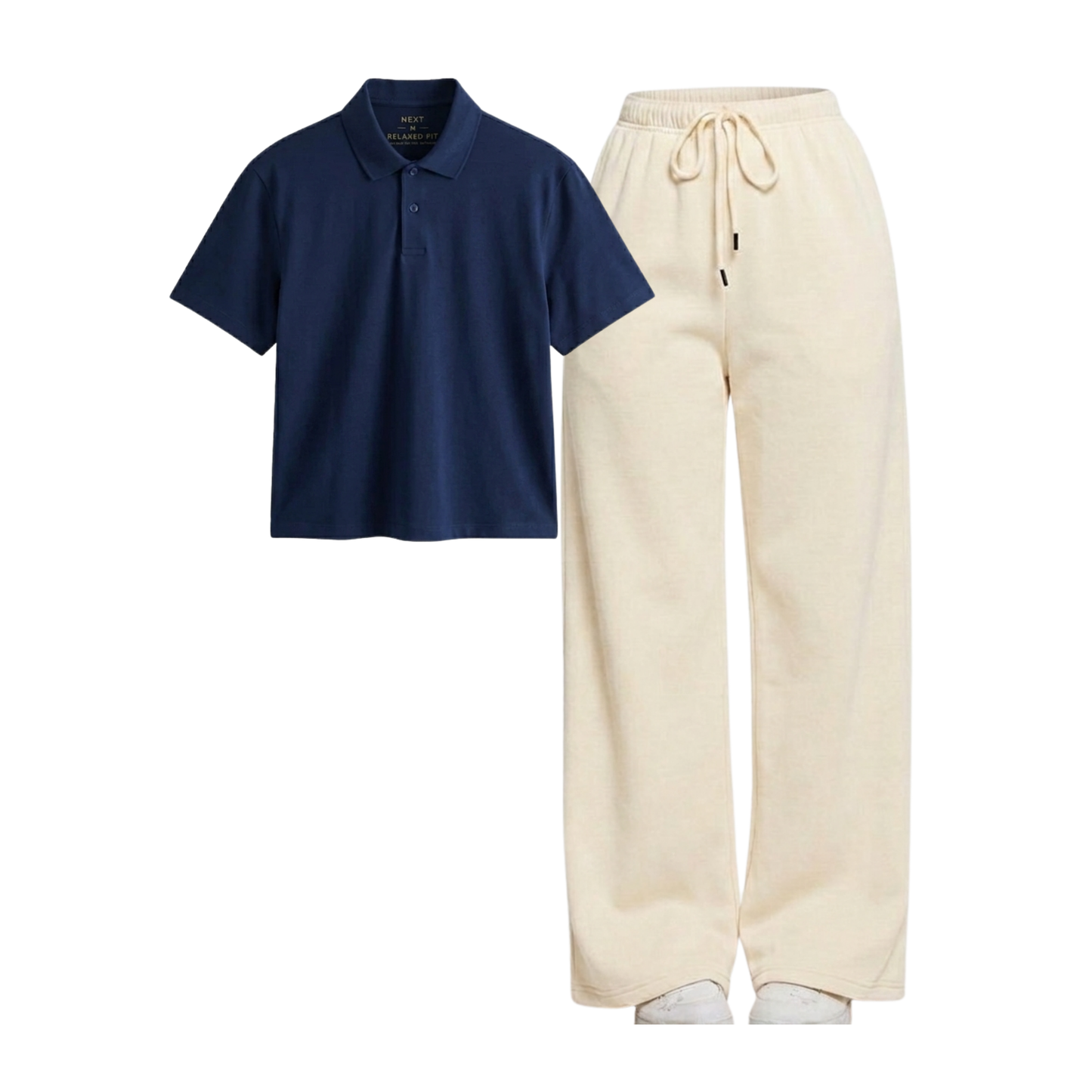 Beige Wide-Leg Trouser With Crop Polo