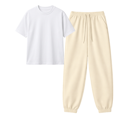 Cream Sweatpant With Regular T-Shirt