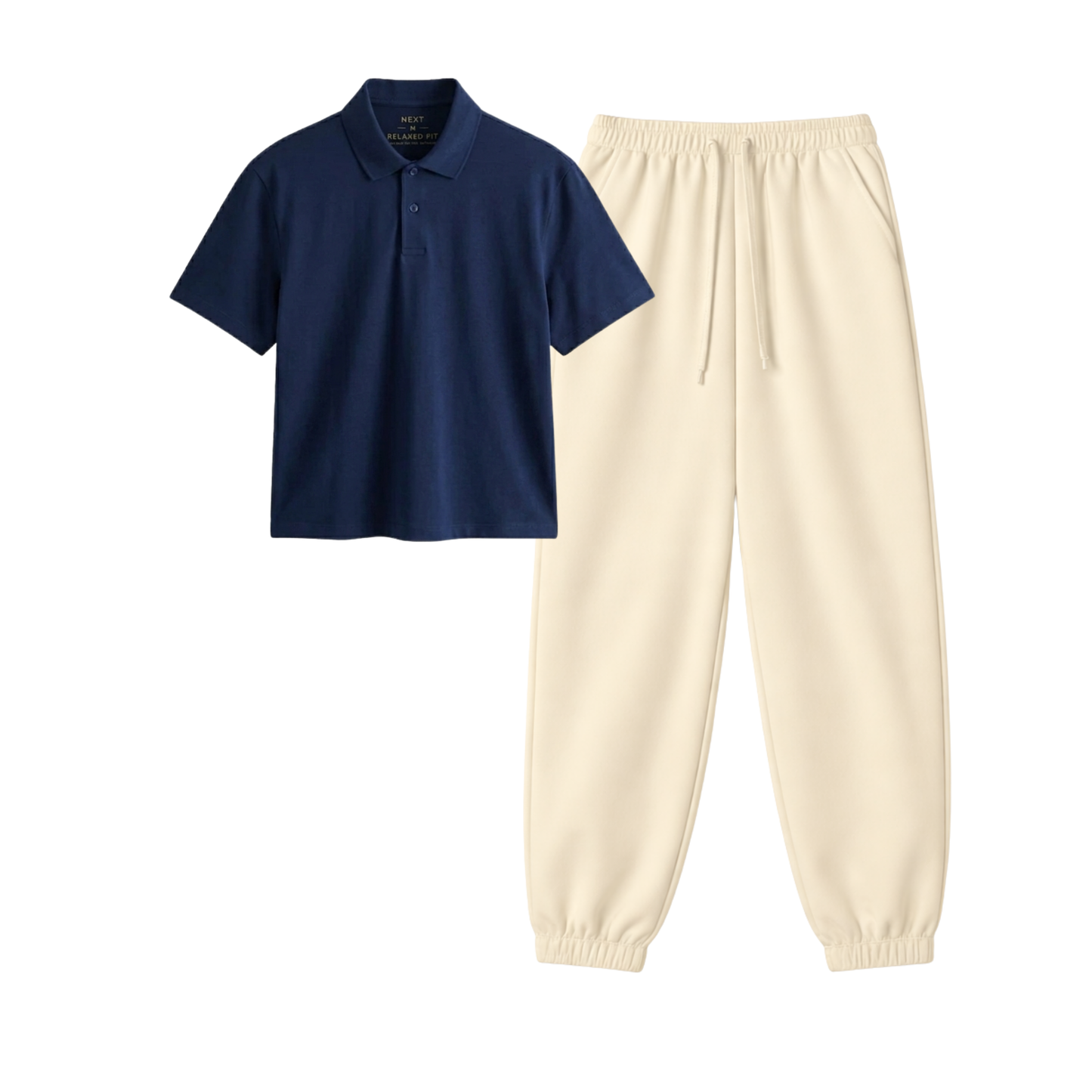 Cream Sweatpant With Crop Polo