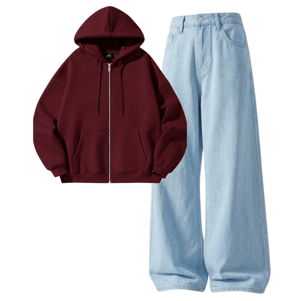Iceblue Baggy Jeans With Zipper