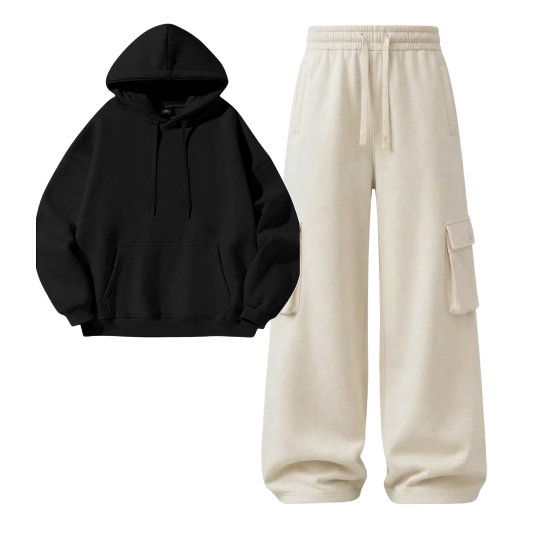 Cream Cargo With Hoodie
