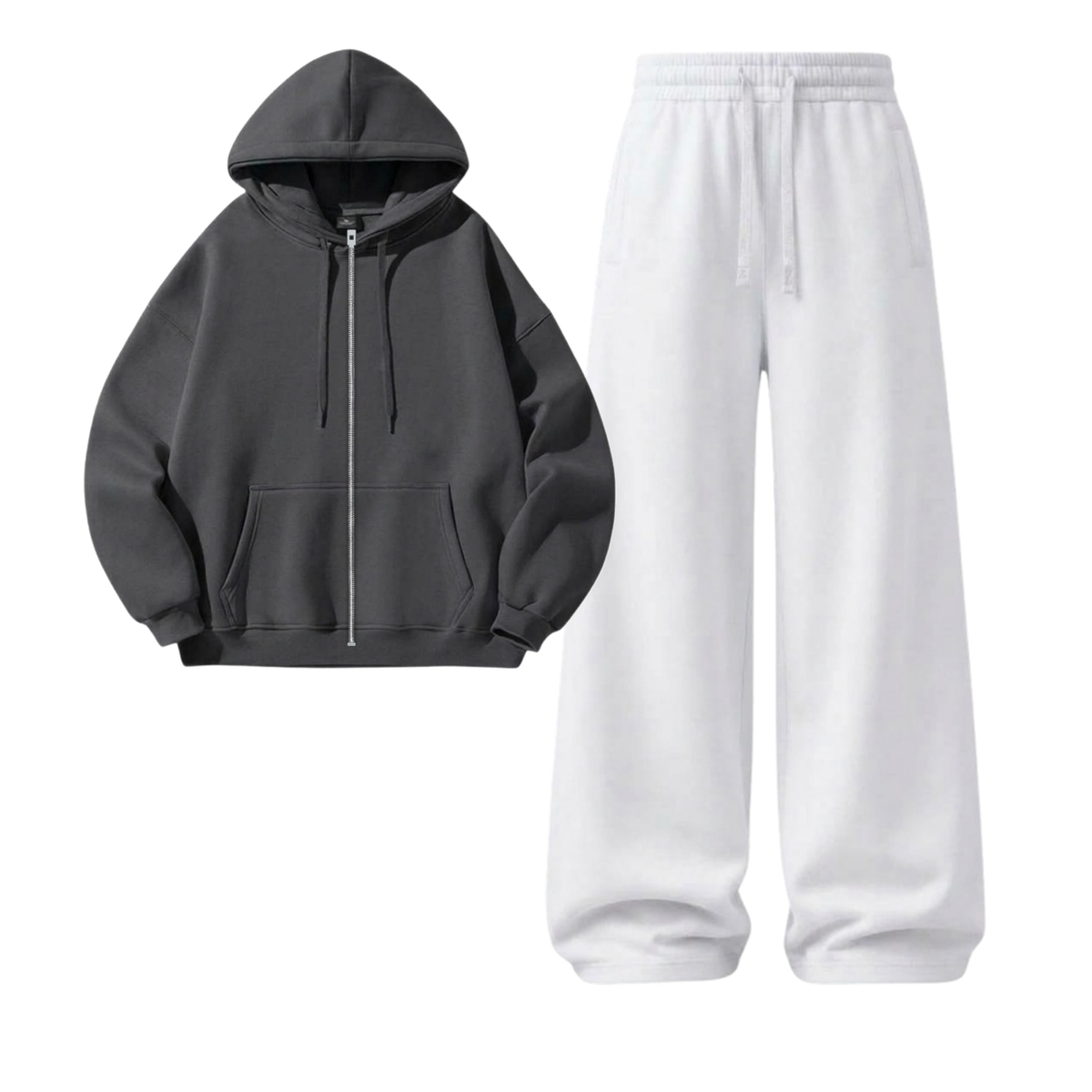 White Wide-Leg Trouser With Zipper