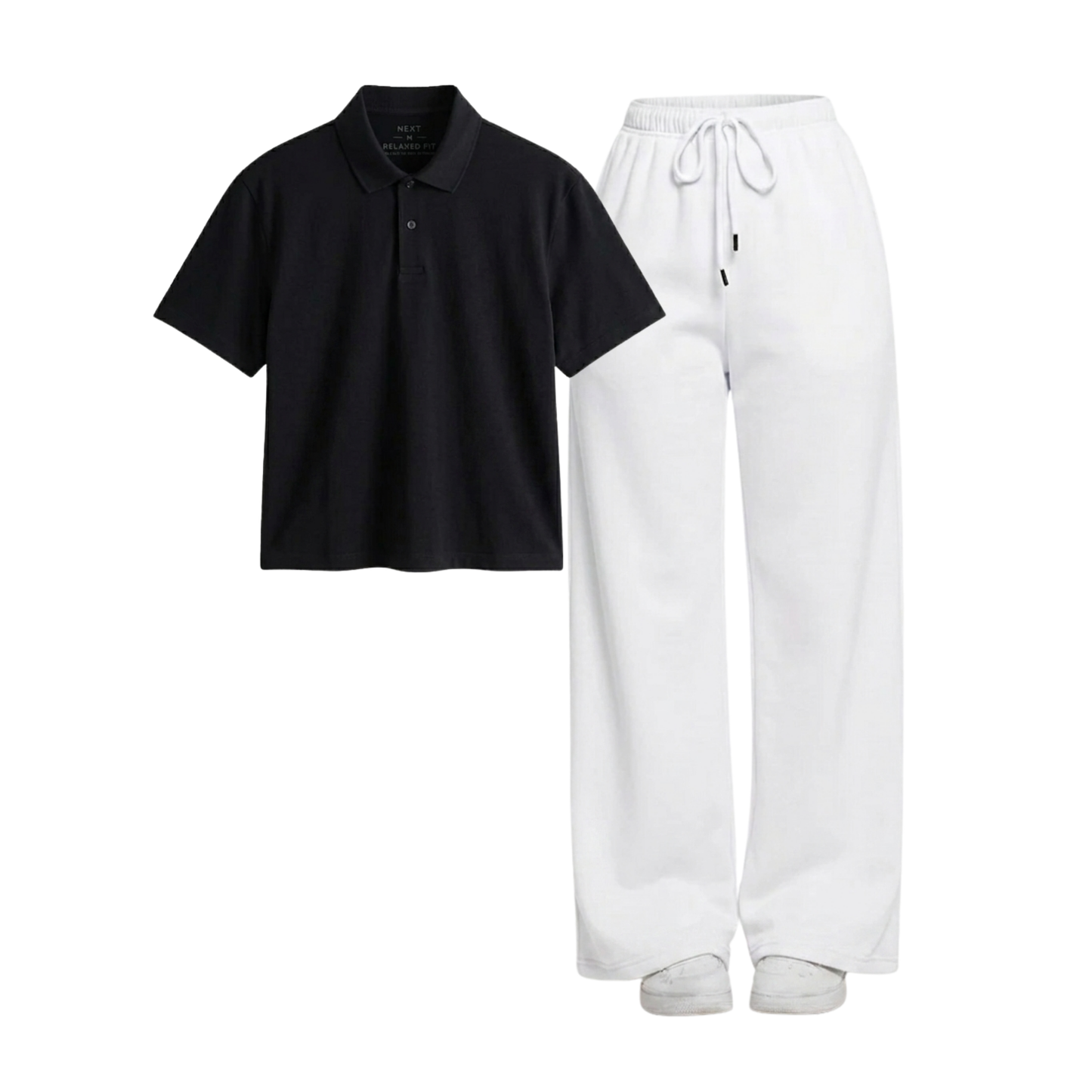 White Wide-Leg Trouser With Crop Polo