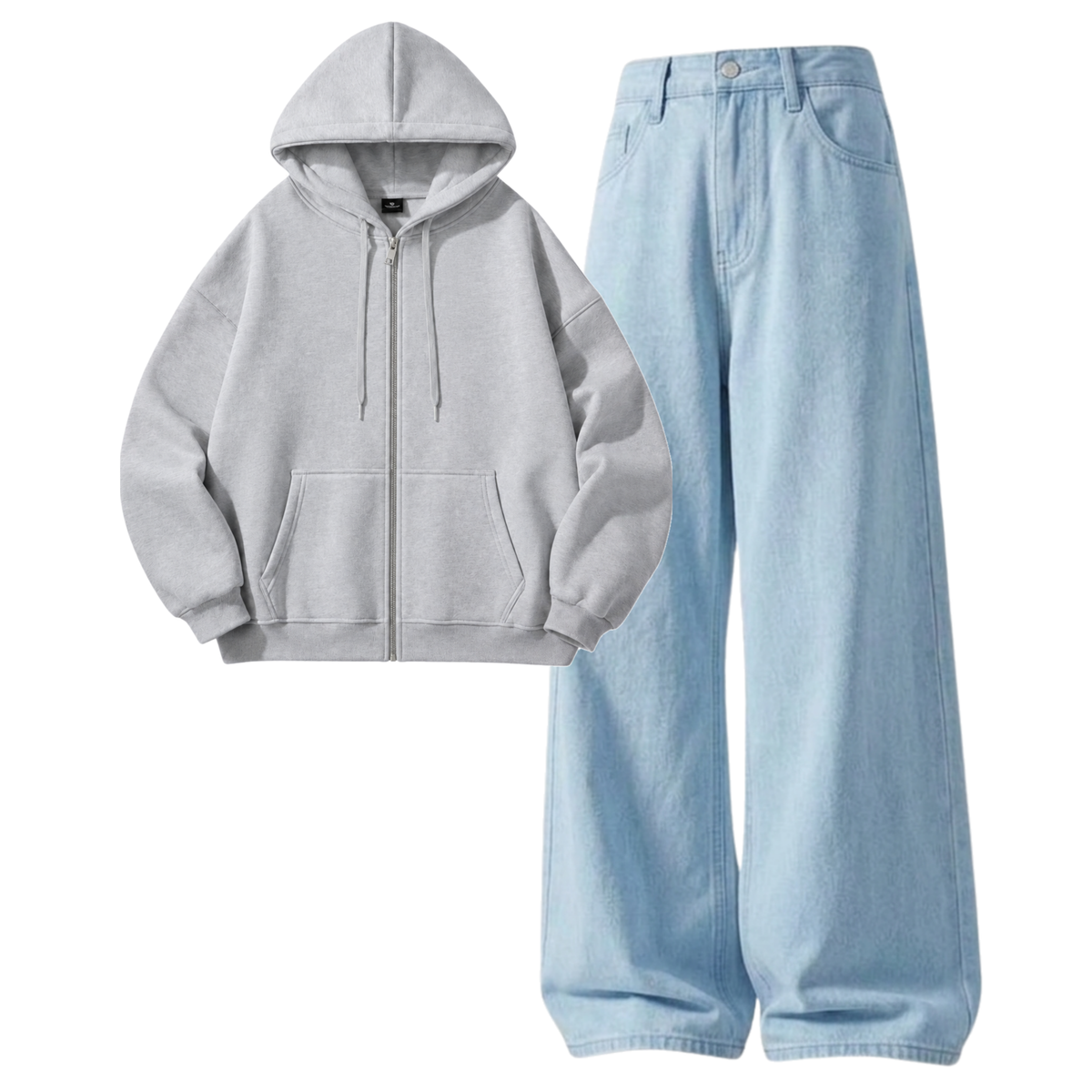 Iceblue Baggy Jeans With Zipper