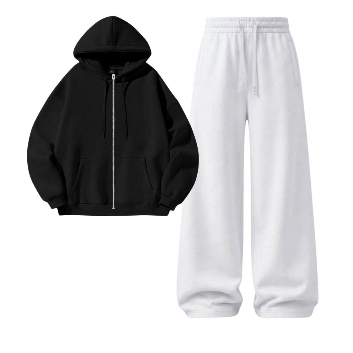 White Wide-Leg Trouser With Zipper