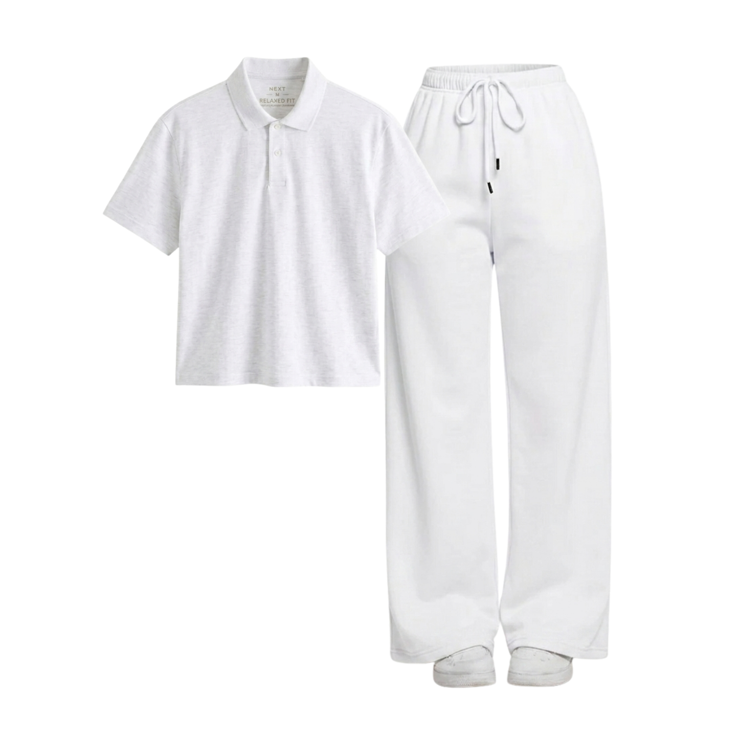 White Wide-Leg Trouser With Crop Polo
